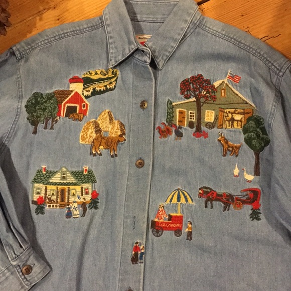 Adorable Embroidered Denim Shirt - Picture 2 of 7